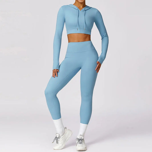 2pcs Seamless Yoga Set Gym Clothes Sportswear Yoga Suit For Women Tracksuit Fitness Long Sleeve Crop Top Sports Bra Gym Leggings
